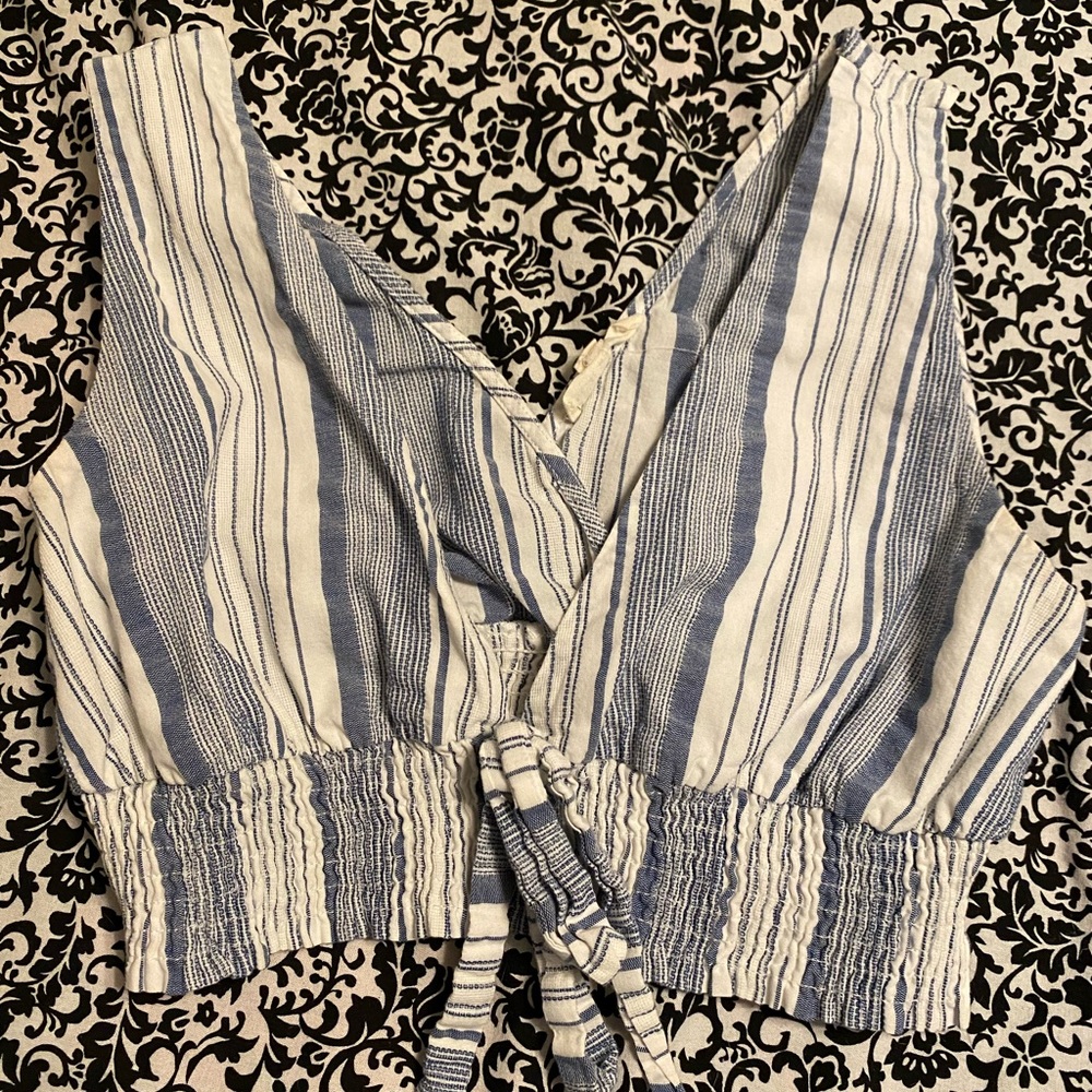 LA Hearts blue/white light crop top ties